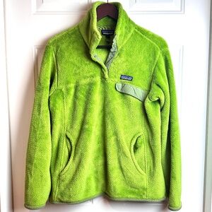 Patagonia Women's Re-Tool Snap-T Pullover Fleece Jacket in Lime Green
